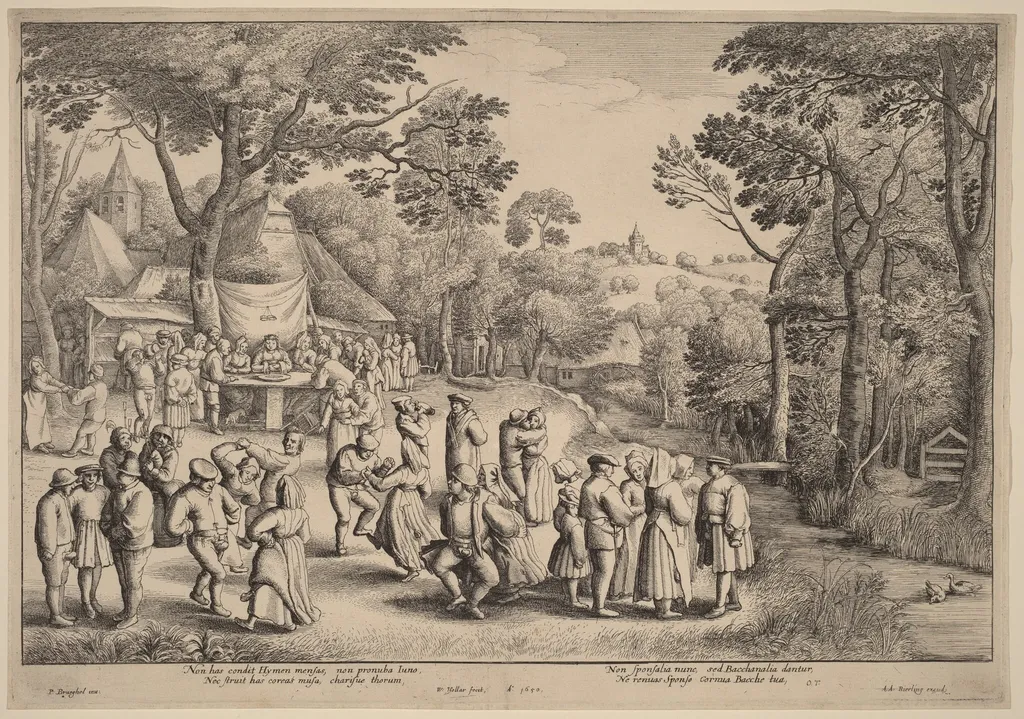 Rustic Wedding Dance, by Wenceslaus Hollar, ink, 1650