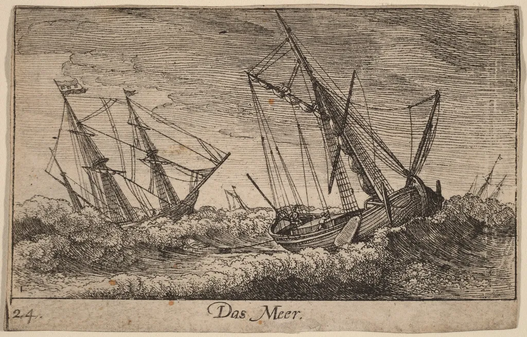 Sea Scene, by Wenceslaus Hollar, ink, 1635