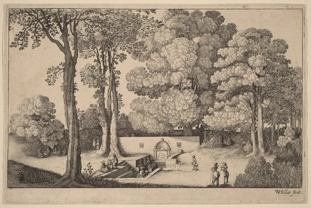 The Mineral Spring, by Wenceslaus Hollar, ink, 1632