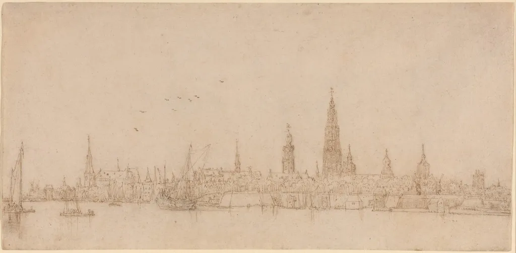 View of Antwerp, by Wenceslaus Hollar, ink, 1642