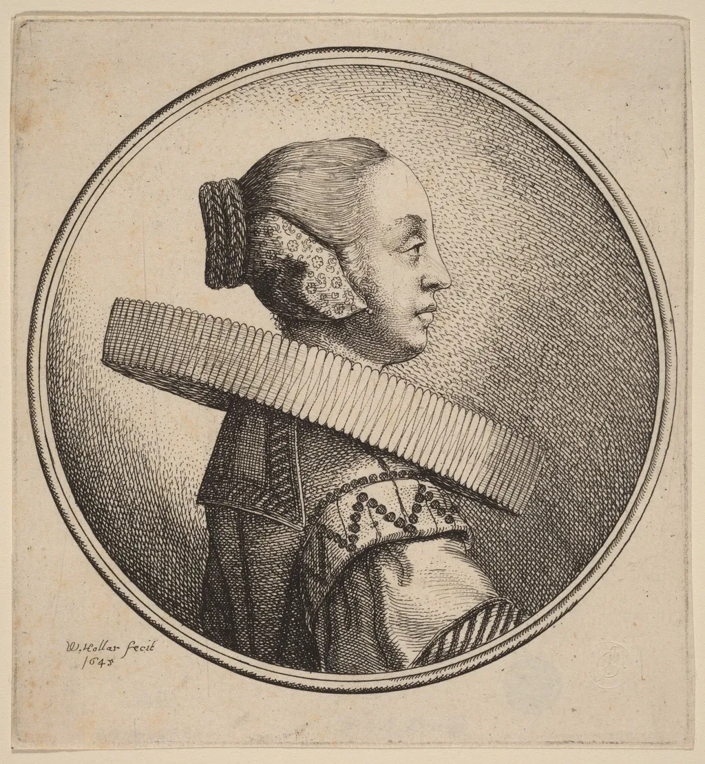 Woman with a Ruff in Profile, by Wenceslaus Hollar, ink, 1643