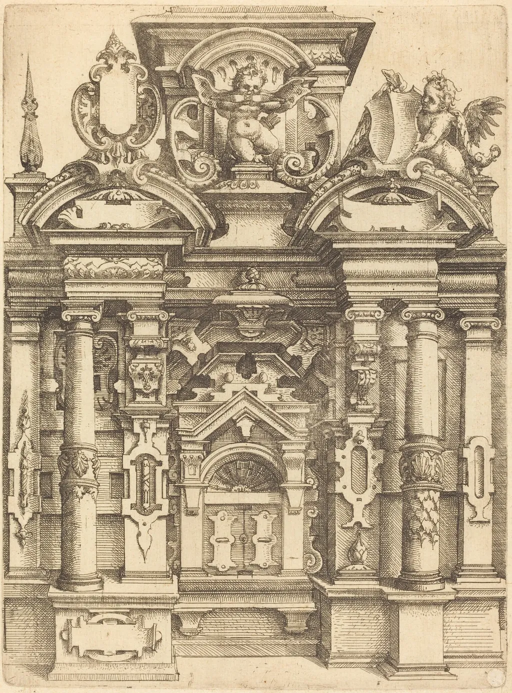 Triumphal Doorway, by Wendel Dietterlin, ink, 1574