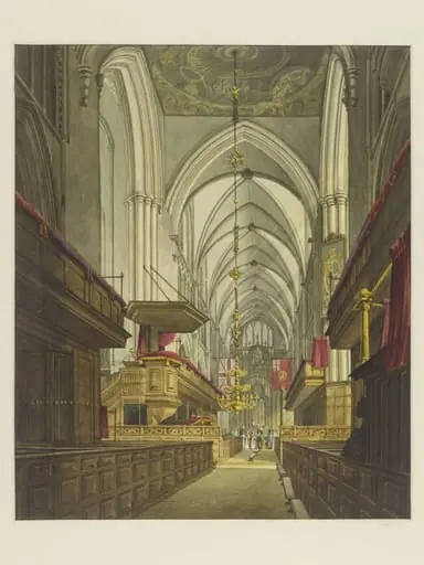 West view of the choir of St. Saviour, Southwark, by Whichelo