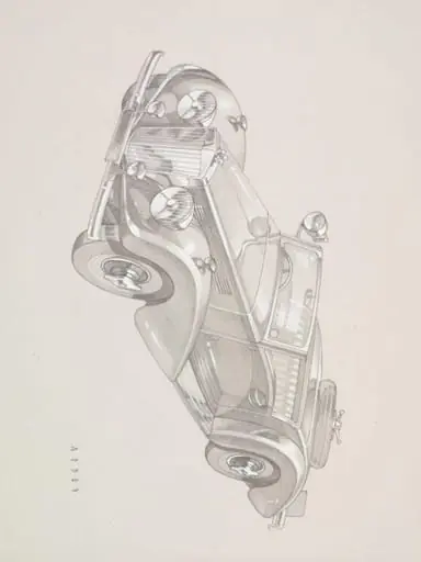 Drawing of a car, by Wilfrid R. Addey