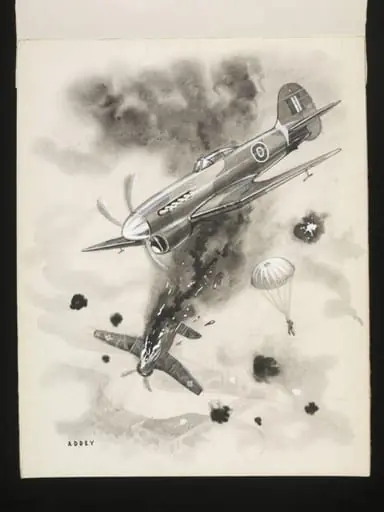 Hawker Tempest and parachute, by Wilfrid R. Addey