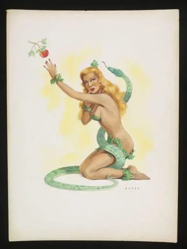 'Pin-up' girl as Eve with the serpent, by Wilfrid R. Addey