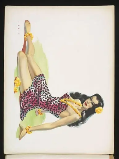 'Pin-up' in Hawaiian costume, by Wilfrid R. Addey