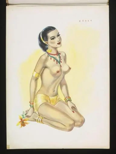 'Pin-up' wearing a loin cloth and jewellery, by Wilfrid R. Addey