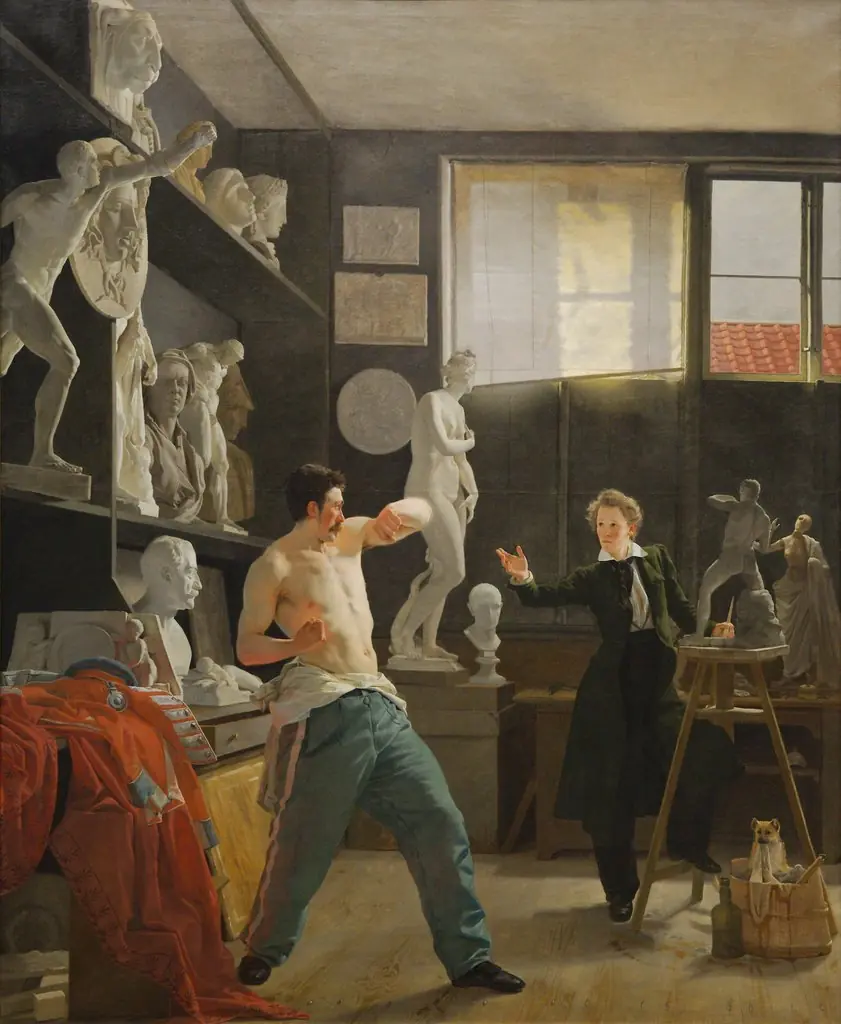 A Sculptor in his Studio Working from the Life, by Wilhelm Bendz