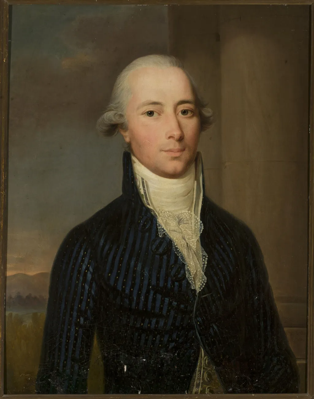 Portrait of a man in a blue frock coat with a jabot, by Wilhelm Böttner, unspecified, 1788