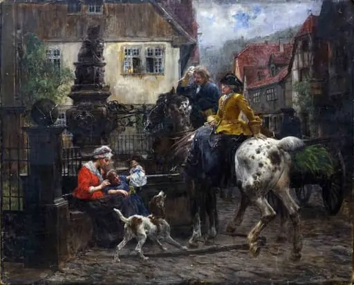 Călăreți la fântână, by Wilhelm Carl Räuber