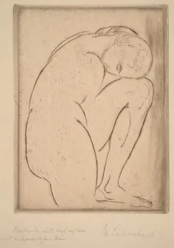 Badende mit Kopf auf Knie (Bather with Her Head on Her Knee), by Wilhelm Lehmbruck