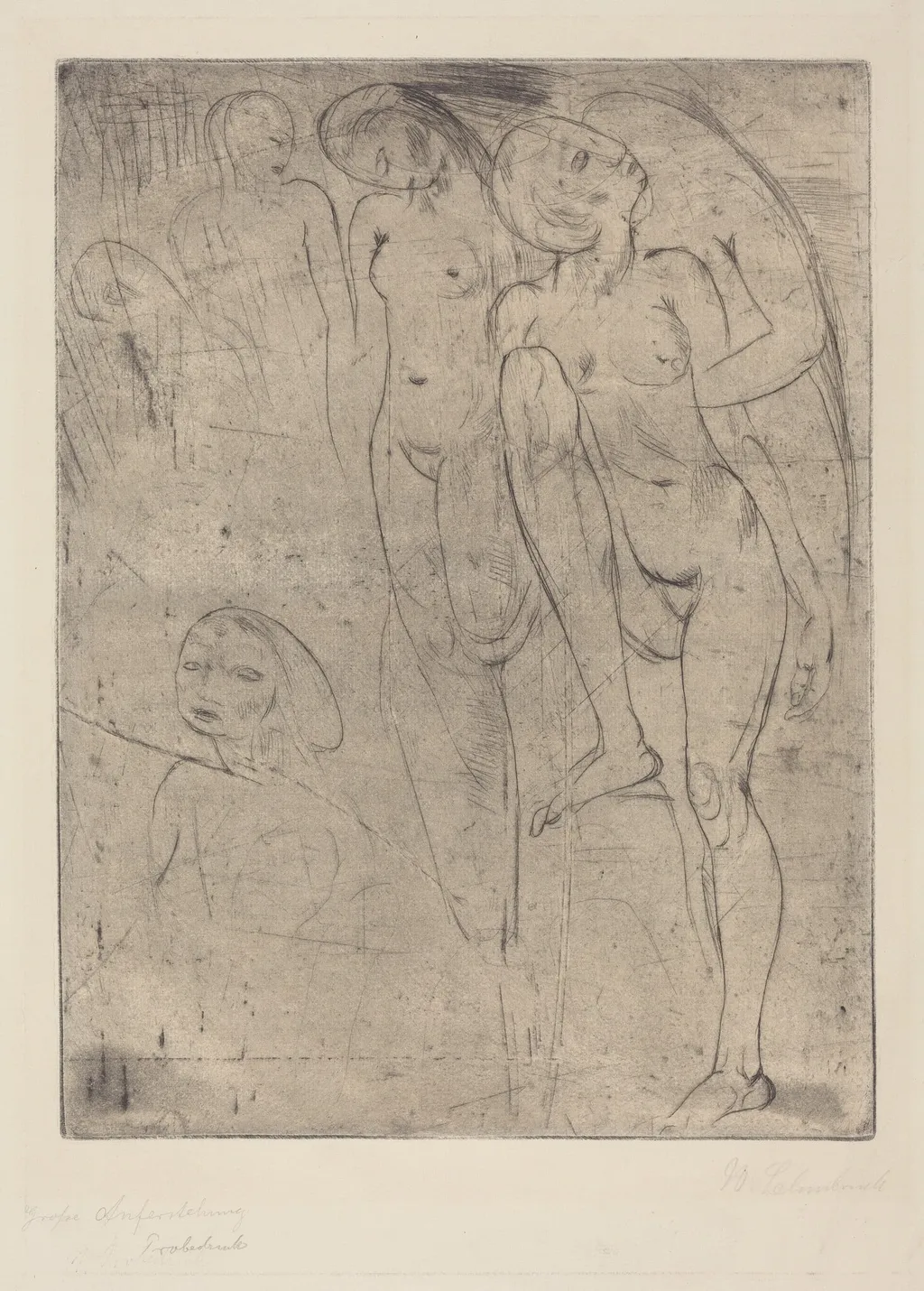 Large Resurrection (Grosse Auferstehung), by Wilhelm Lehmbruck, ink, 1913