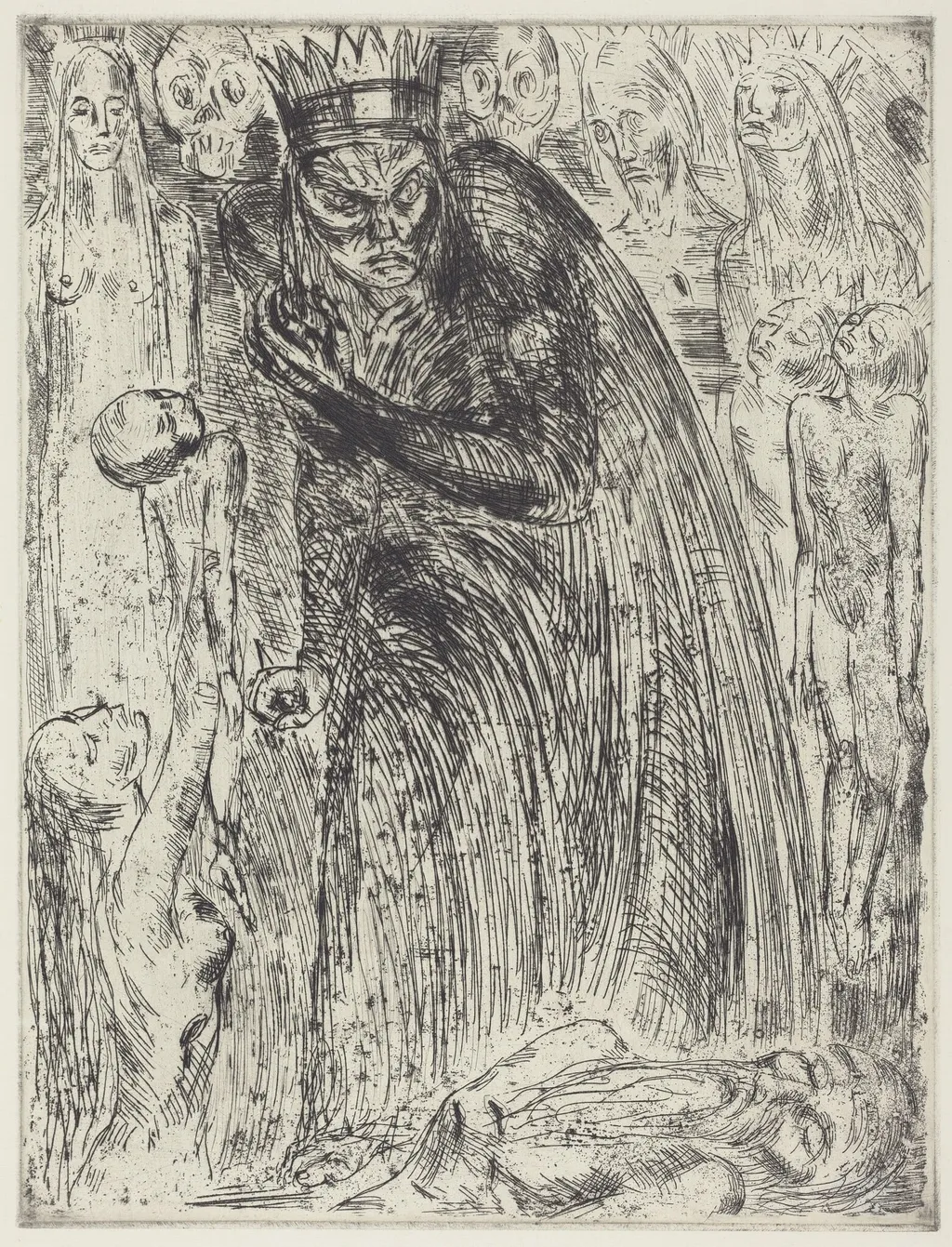 Macbeth V (The Vision of Lady Macbeth), by Wilhelm Lehmbruck, ink, 1918