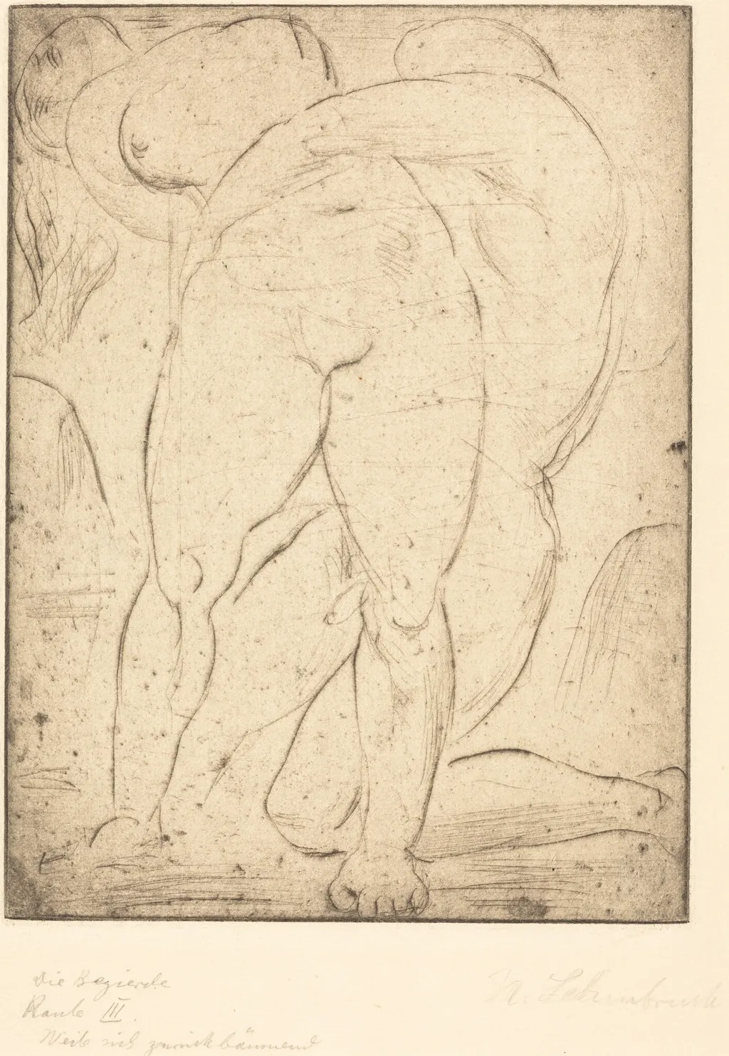 Passion II (Leidenschaft II), by Wilhelm Lehmbruck, ink, 1914