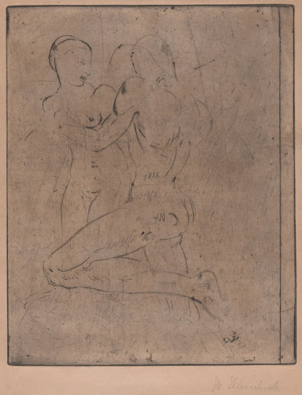 Rape II (Raub II, Weib halb), by Wilhelm Lehmbruck, ink, 1911