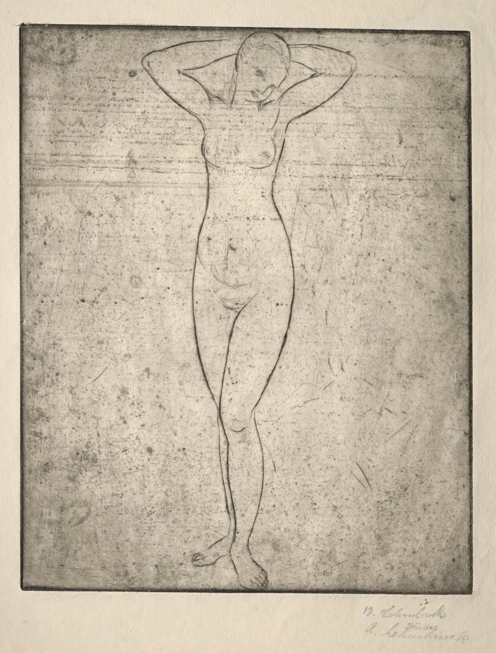 Standing Girl with Arms Behind her Head, by Wilhelm Lehmbruck, 1912
