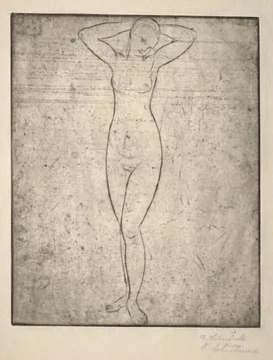 Standing Girl with Arms Behind her Head, by Wilhelm Lehmbruck