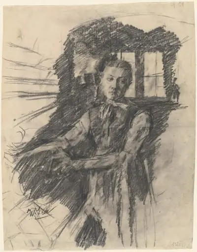 Malresl Working in the Kitchen, by Wilhelm Leibl