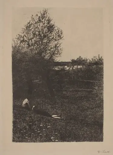 Meadow with Children, by Wilhelm Leibl