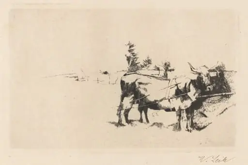 Team of Oxen in Harness, by Wilhelm Leibl