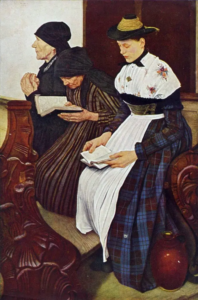 Three Women in Church, by Wilhelm Leibl