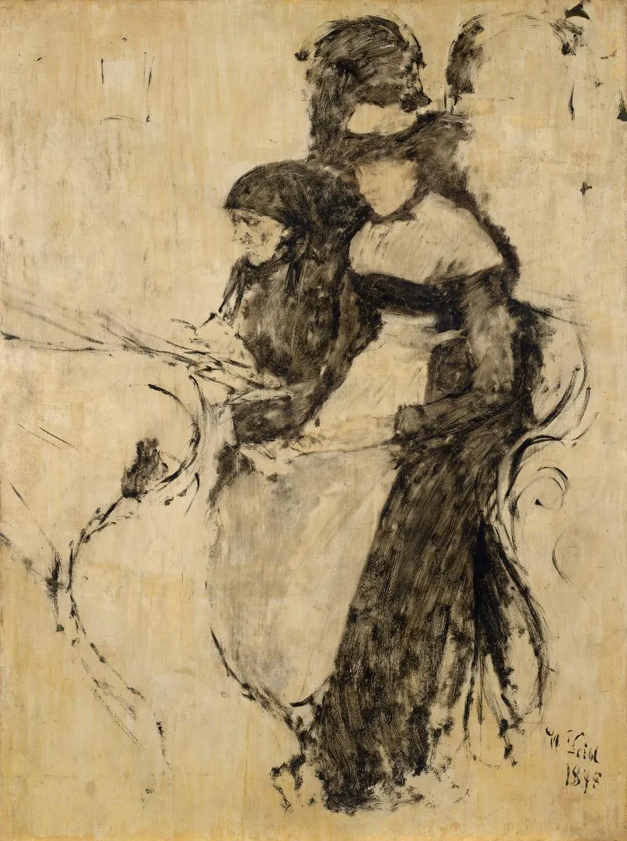 Zwei Frauen in der Kirche, by Wilhelm Leibl, oil, 1890