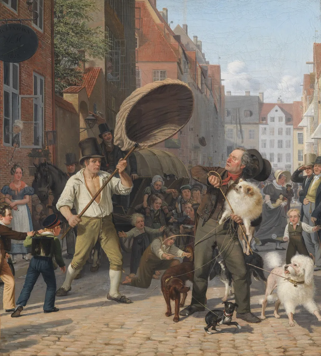 A Street Scene in the Dogdays, by Wilhelm Marstrand, oil, 1832