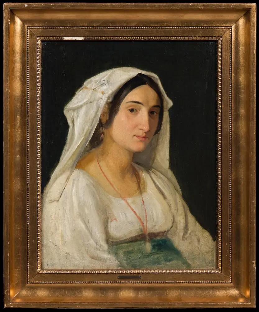 An Italian Woman From the Area of Lake Albano Wearing a White Head Piece, by Wilhelm Marstrand