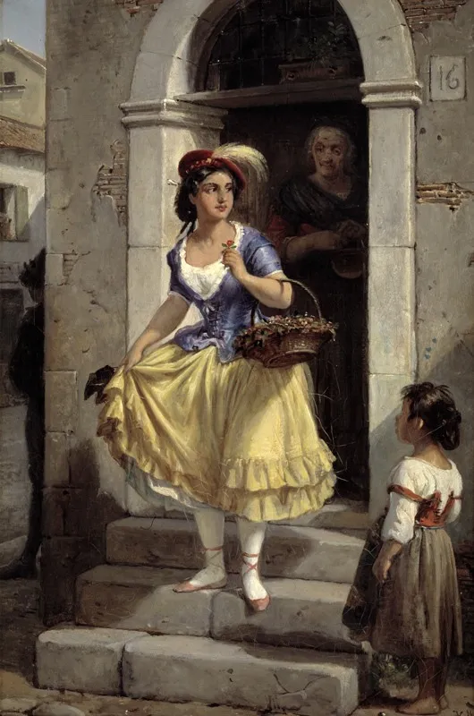 An Italian Woman in the Way to the Carnival, by Wilhelm Marstrand, oil, 1854