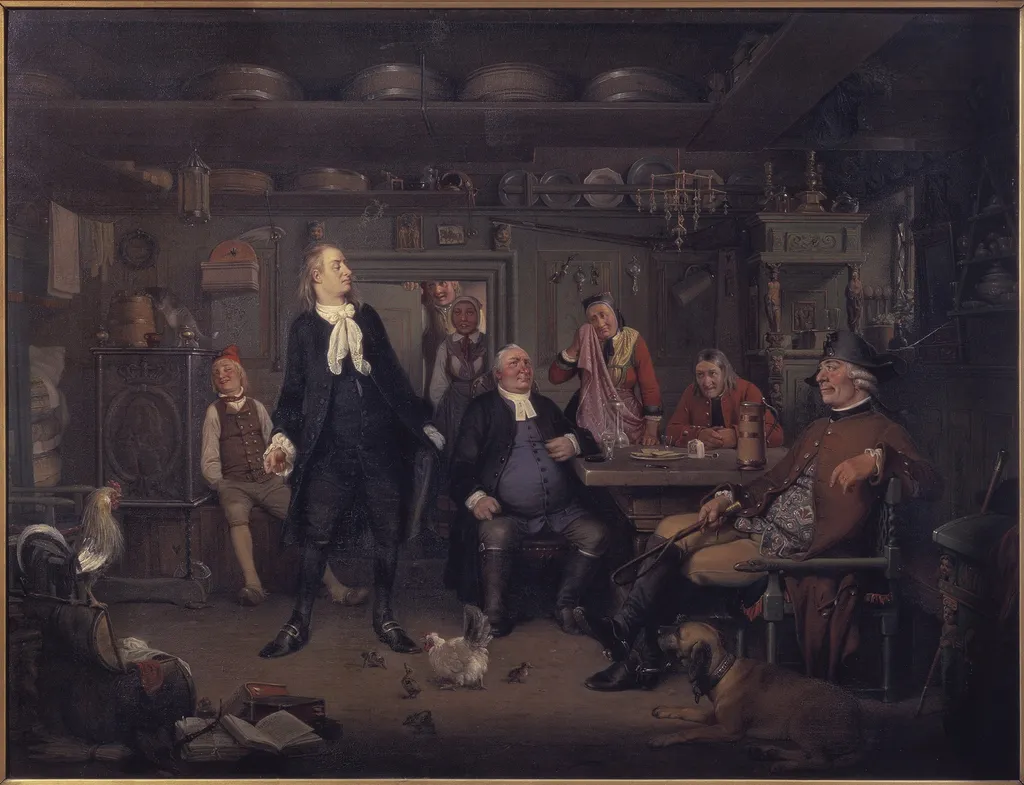 Fra Ludvig Holbergs "Erasmus Montanus", III akt, 3. scene, by Wilhelm Marstrand, oil, 1844