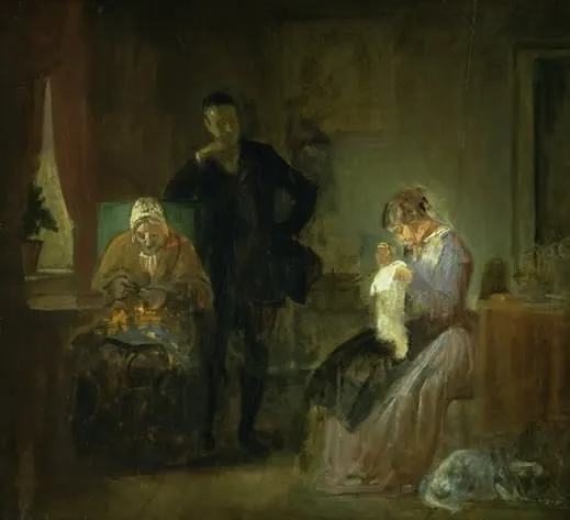 Frierens besøg, by Wilhelm Marstrand, oil, 1849