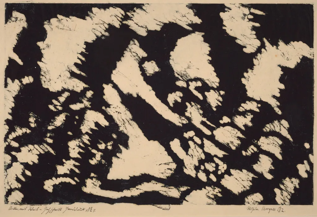 Acker mit Weib (Woman in a Field), by Wilhelm Morgner, ink, 1912