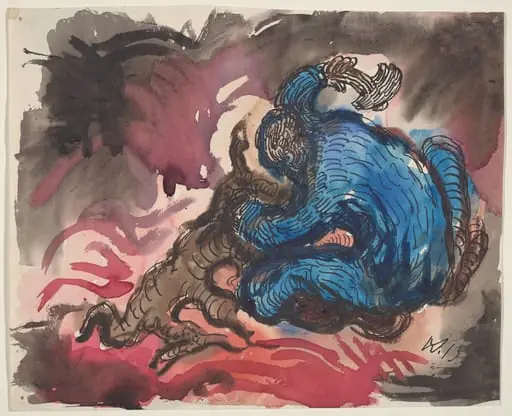 Hölzfaller (recto), by Wilhelm Morgner