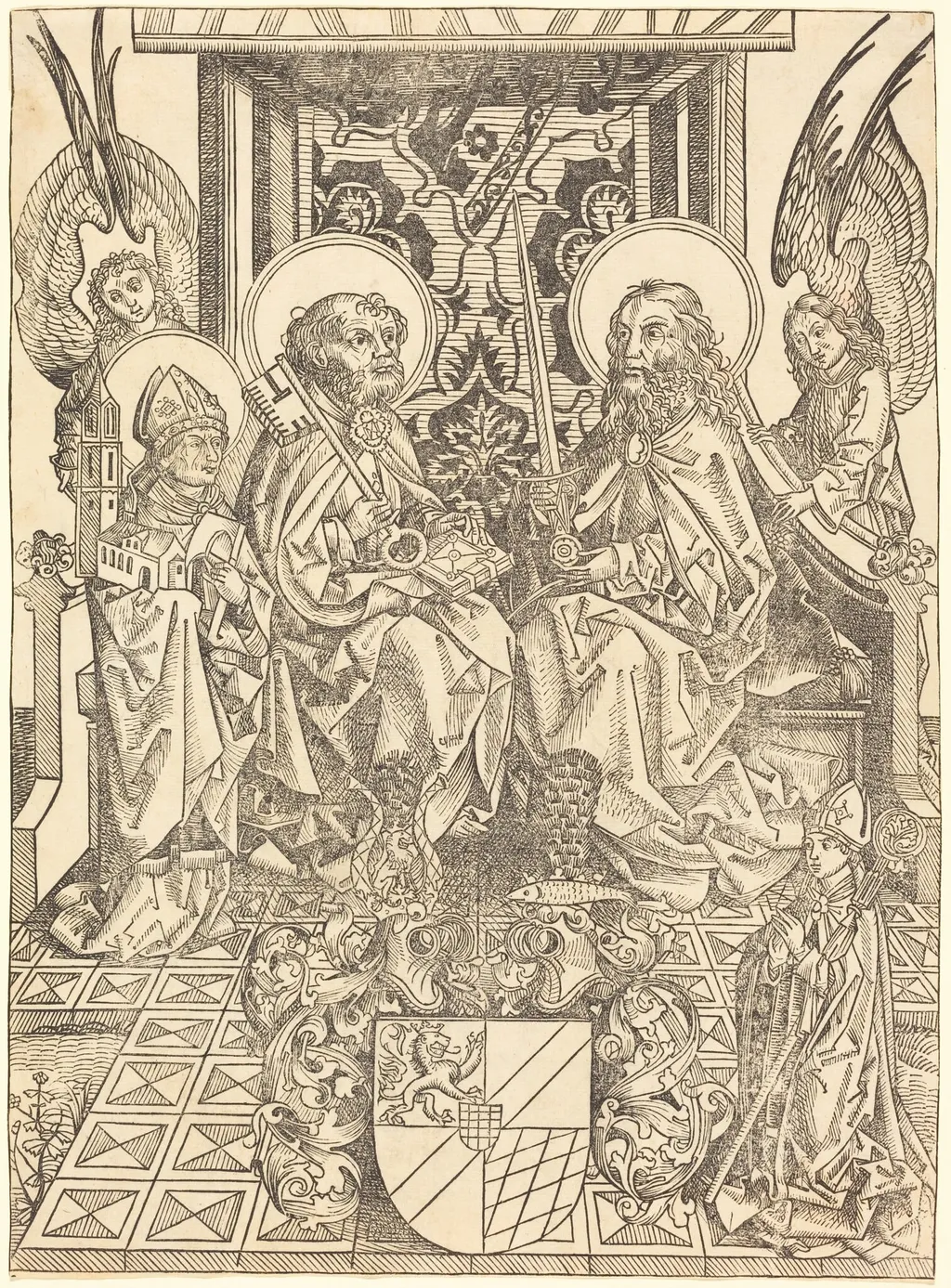 Saints Peter and Paul under a Canopy, by Wilhelm Pleydenwurff, ink, 1476
