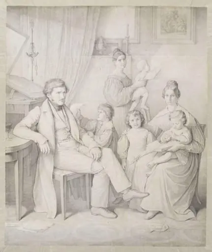 Portrait of Samuel Amsler and Family, by Wilhelm von Kaulbach
