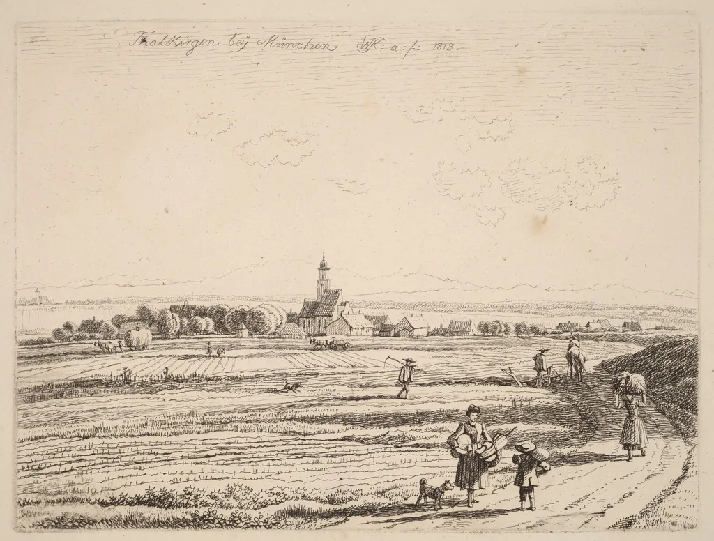 Thalkirchen, by Wilhelm von Kobell, ink, 1818