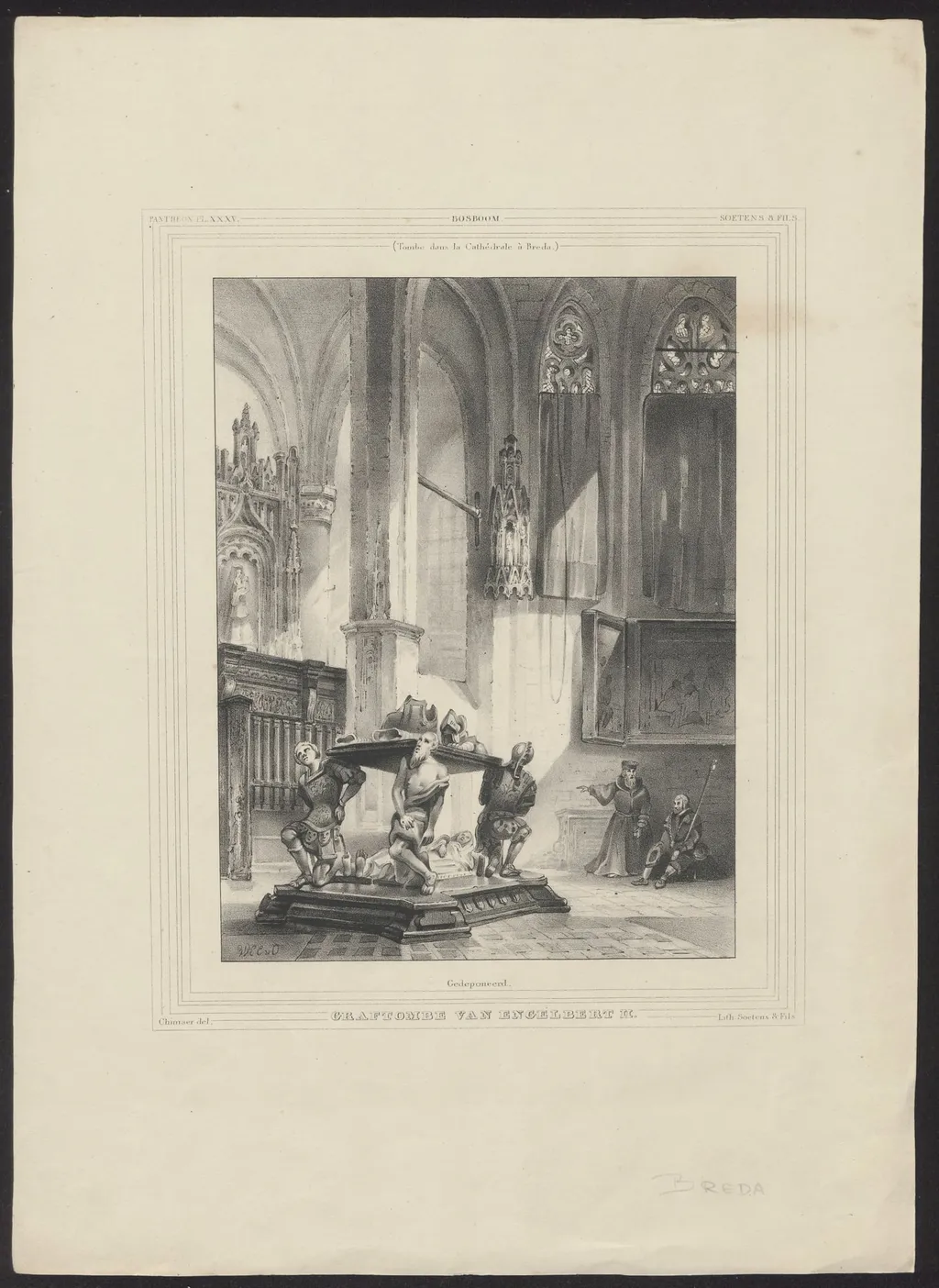 View of the grave monument of Engelbert II in Breda, by Wilhelmus Cornelius, Chimaer van Oudendorp, 1857