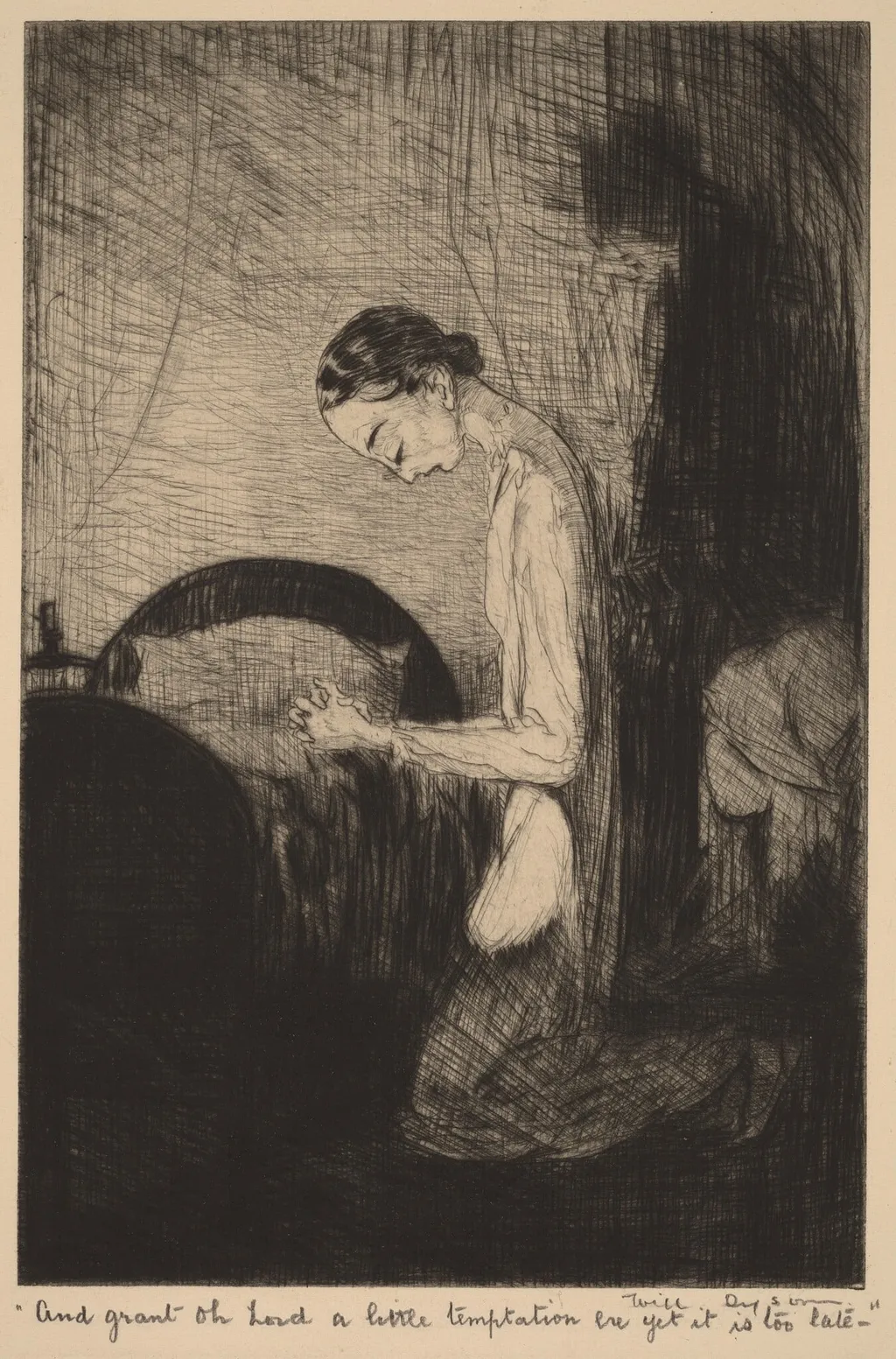 "And grant, oh Lord, a little temptation be yet it is too late-", by Will Dyson, ink, 1909