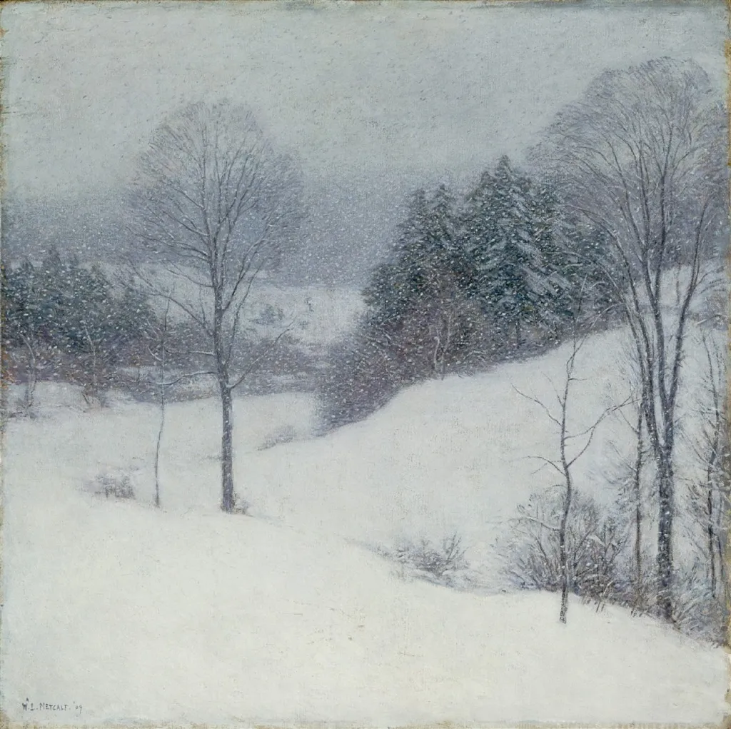 The White Veil, by Willard Metcalf, oil, 1909