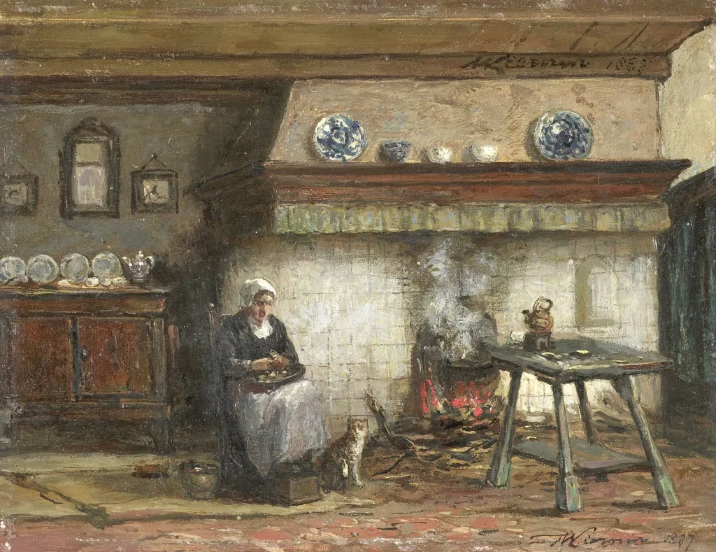 Interior of a Cottage in Scheveningen, by Willem Adriaan Alexander Liernur, unspecified, 1887