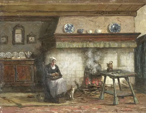 Interior of a Cottage in Scheveningen, by Willem Adriaan Alexander Liernur
