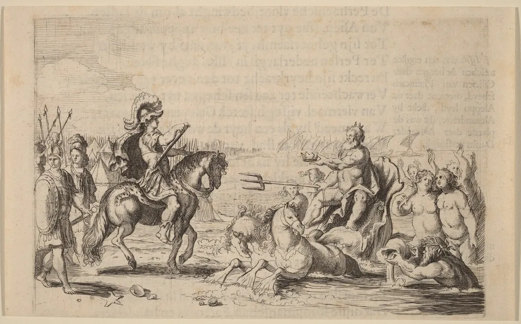 Alexander the Great and Neptune, by Willem Basse, ink, 1634
