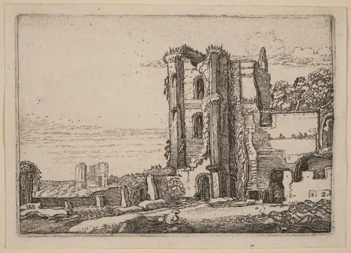 Ruined Tower Right of Center, by Willem Buytewech