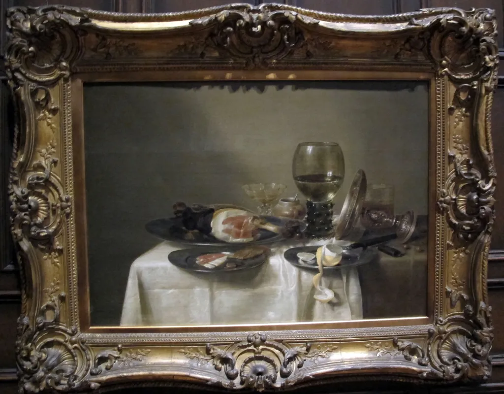 Still Life with a Ham and a Roemer, by Willem Claesz Heda, unspecified, 1633