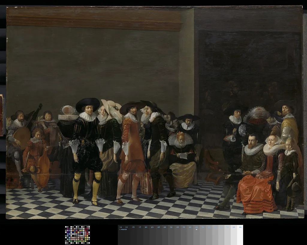 A wedding feast, traditionally called 'The wedding of Adriaen Ploos van Amstel and Agnes van Bijler', 1616, by Willem Cornelisz Duyster, oil, 1625