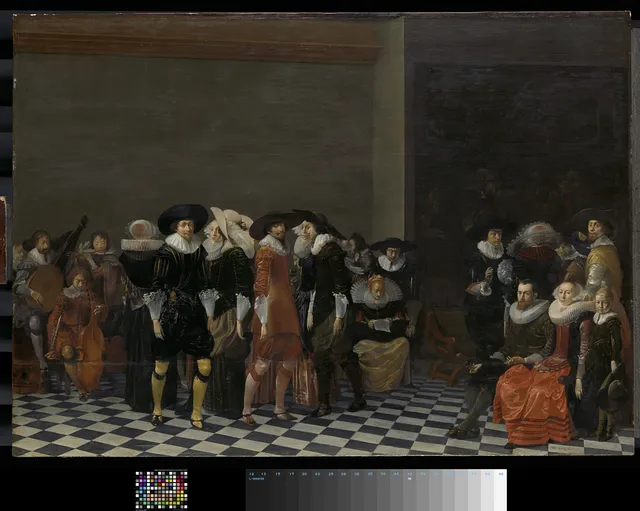A wedding feast, traditionally called 'The wedding of Adriaen Ploos van Amstel and Agnes van Bijler', 1616