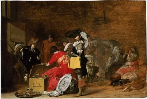 Soldiers Dividing Booty in a Barn