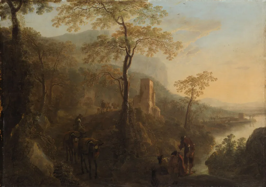 Italienische Landschaft, by Willem de Heusch, unspecified, 1675