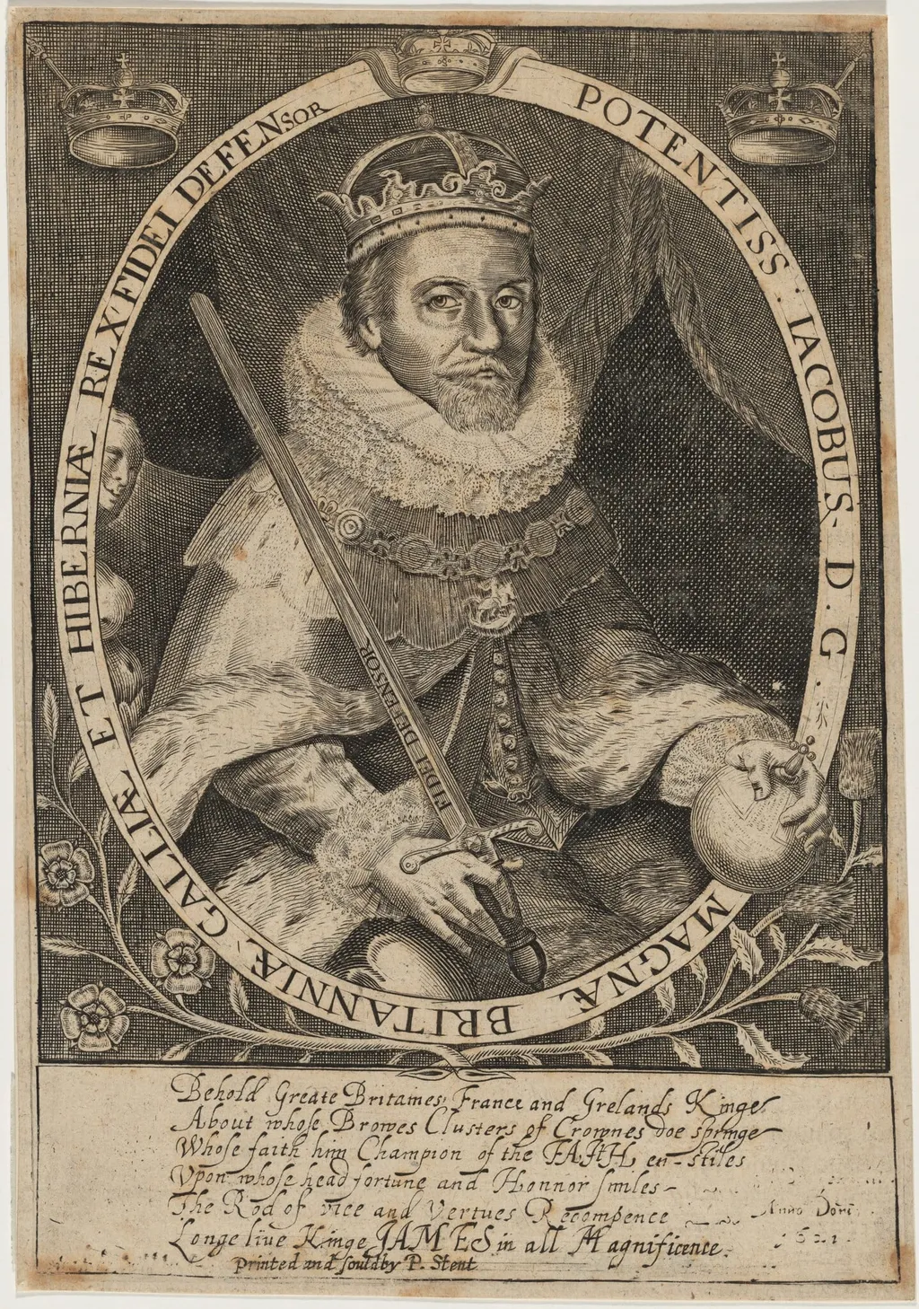 James I, by Willem de Passe, ink, 1618